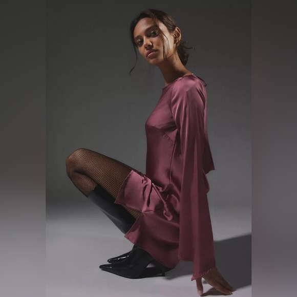 Urban Outfitters Pink Sheath Dress Mock Neck Long Sleeve - Picture 4 of 8